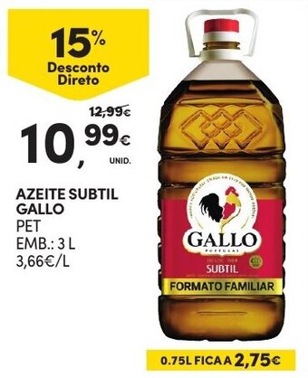 Continente Azeite Subtil Gallo 3L promoção