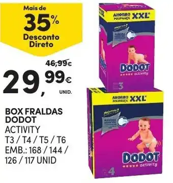 Continente Box Fraldas Dodot Acticity 168/144/126/117 Unid promoção