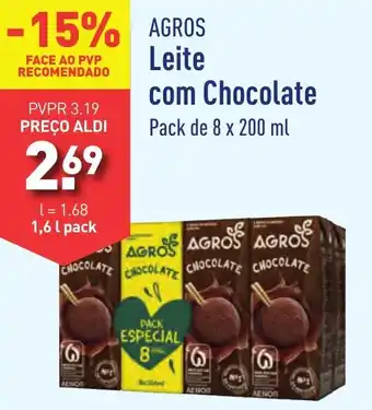AGROS Leite com Chocolate Pack de 8 x 200 ml