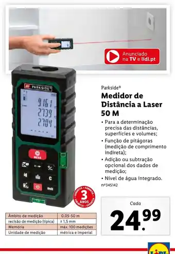 Parkside Medidor de Distáncia a LAser 50M