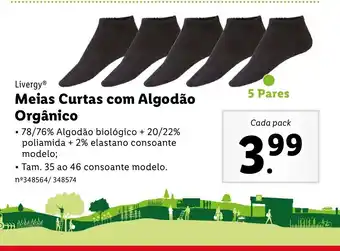 Lidl Livergy Meias Curtas com Algodão Orgânico promoção