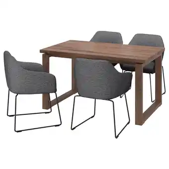IKEA Mörbylånga / tossberg mesa e 4 cadeiras, chapa de carvalho velatura castanha/metal preto/cinzento, 140x85 cm promoção