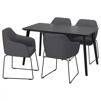 IKEA Lisabo / tossberg mesa e 4 cadeiras, preto/metal preto/cinzento, 140x78 cm promoção