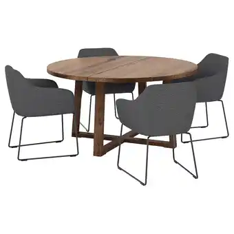 IKEA Mörbylånga / tossberg mesa e 4 cadeiras, chapa de carvalho velatura castanha/metal cinz, 145 cm promoção