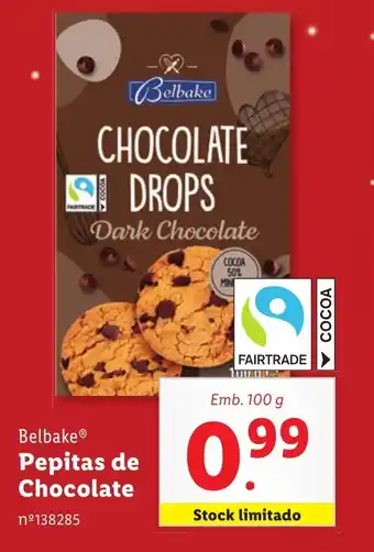 Lidl Belbake Pepitas de Chocolate Emb. 100 g promoção