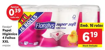 Lidl Floralys Papel Higiénico 4 Folhas XXL promoção