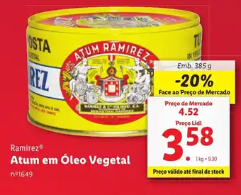 Lidl Ramirez Atum em Óleo Vegetal promoção