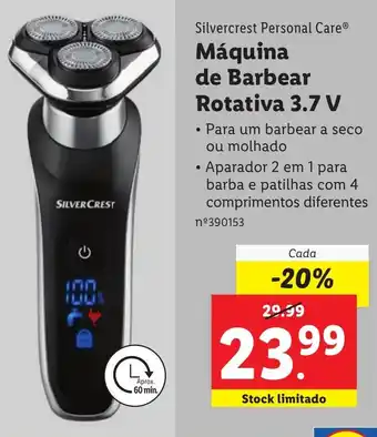 Lidl Silvercrest Personal Care Máquina de Barbear Rotativa 3.7 V promoção