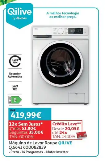 Auchan Máquina de Lavar Roupa QILIVE Q.6641 600082839 promoção