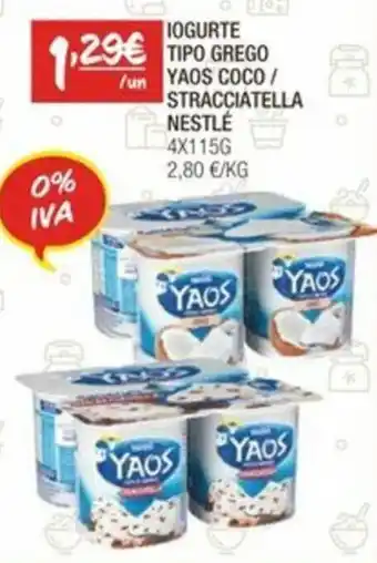 Spar IOGURTE TIPO GREGO YAOS COCO/ STRACCIATELLA NESTLÉ 4X115G promoção