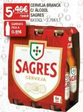 Spar CERVEJA BRANCA C/ ALCOOL SAGRES 6X33CL promoção