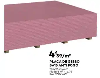 Bricomarché PLACA DE GESSO BA13 ANTI FOGO promoção