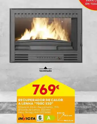 Bricomarché RECUPERADOR DE CALOR A LENHA "700C 520" promoção