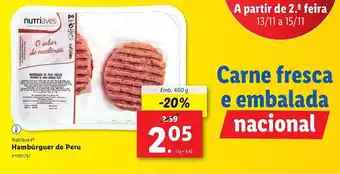 Lidl Nutriaves Hambúrguer de Peru Emb. 460 g promoção