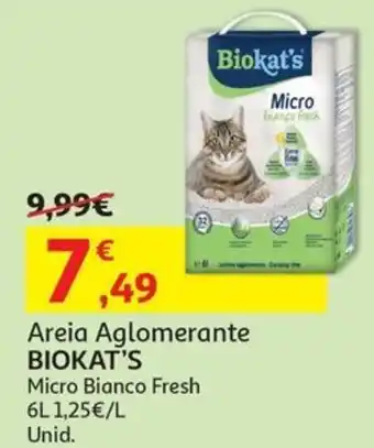 Auchan Areia Aglomerante BIOKAT'S Micro Bianco Fresh 6L promoção