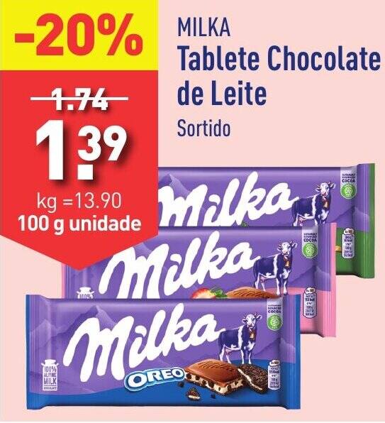 Promoção MILKA Tablete Chocolate de Leite Sortido kg em ALDI