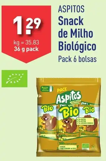 ALDI ASPITOS Snack de Milho Biológico Pack 6 bolsas promoção