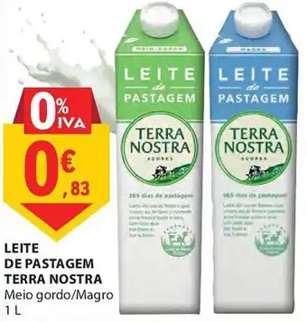 E.Leclerc LEITE DE PASTAGEM TERRA NOSTRA Meio gordo/Magro 1 L promoção