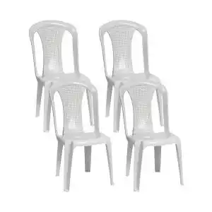 Pack 4 cadeiras exteriores empilháveis sem braços napoli branco