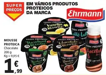 E.Leclerc MOUSSE PROTEICA Chocolate 200g promoção