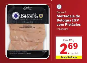 Lidl Deluxe Mortadela de Bologna IGP com Pistácios Emb. 120 g promoção