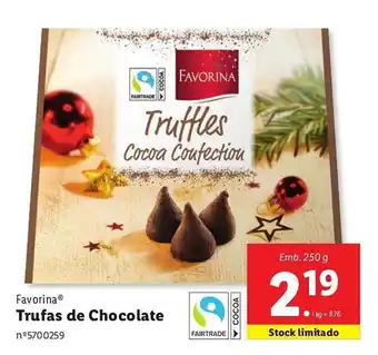Lidl Favorina Trufas de Chocolate Emb. 250 g promoção