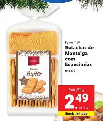 Lidl Favorina Bolachas de Manteiga com Especiarias Emb. 250 g promoção
