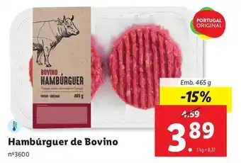 Lidl Hambúrguer de Bovino Emb. 465 g promoção