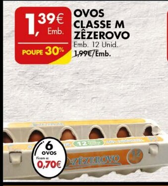 Pingo Doce Ovos Classe M Zêzerovo 12 Unid promoção