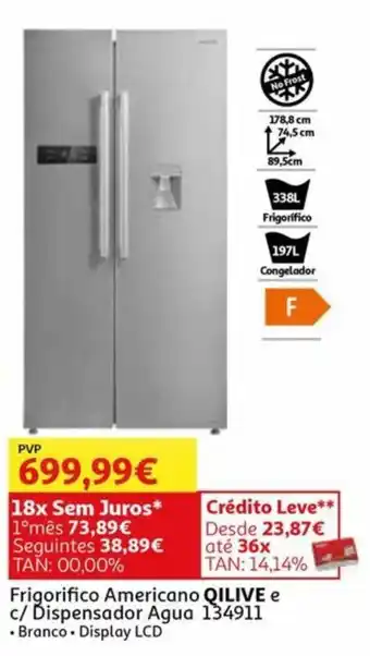 Frigorifico Americano QILIVE e c/ Dispensador Agua 134911 • Branco. Display LCD