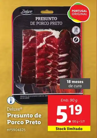 Lidl Deluxe Presunto de Porco Preto Emb. 90 g promoção