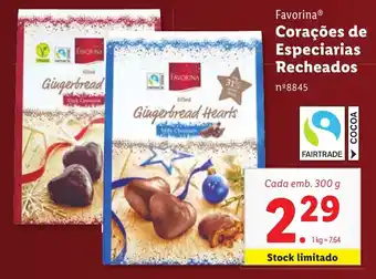 Lidl Favorina Corações de Especiarias Recheados Cada emb. 300 g promoção