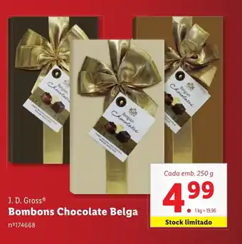 Lidl J. D. Gross Bombons Chocolate Belga Cada emb. 250 g promoção