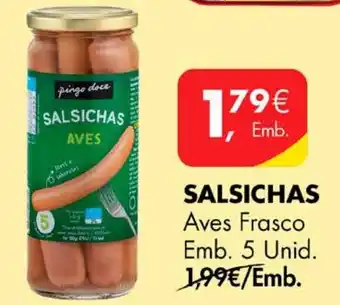 Pingo Doce SALSICHAS Aves Frasco Emb. 5 Unid. promoção