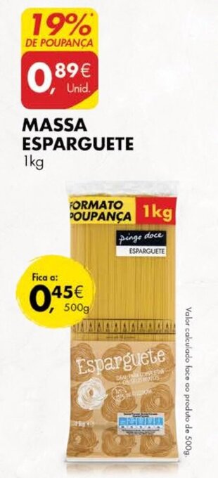 Pingo Doce Massa Esparguete 1kg promoção