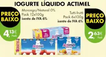 Pingo Doce IOGURTE LÍQUIDO ACTIMEL Pack 12x100g promoção