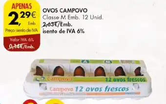 Pingo Doce OVOS CAMPOVO Classe M Emb. 12 Unid. promoção