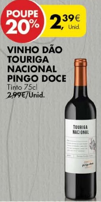 Pingo Doce Vinho Dão Touriga Nacional Pingo Doce 75cl promoção