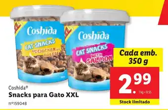Lidl Coshida Snacks para Gato XXL Cada emb. 350 g promoção