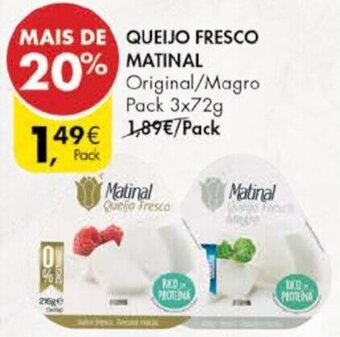 Pingo Doce Queijo Fresco Matinal 3 x 72g promoção