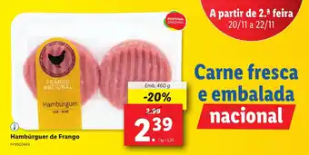 Lidl Hambúrguer de Frango Emb. 460 g promoção