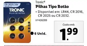 Lidl Tronic Pilhas Tipo Botão promoção