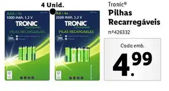 Lidl Tronic Pilhas Recarregáveis promoção