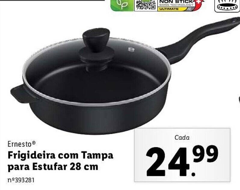 Lidl Ernesto Frigideira com Tampa para Estufar 28 cm promoção