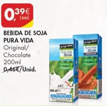 Pingo Doce Bebida de Soja Pura Vida 200ml promoção