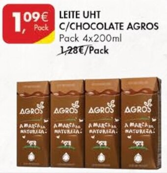 Pingo Doce Leite UHT C/Chocolate Agros 4x200ml promoção