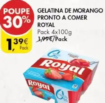 Pingo Doce Gelatina de Morango Pronto A Comer Royal 4x100g promoção