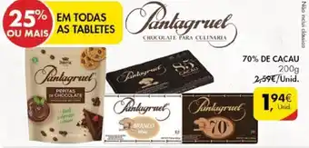 Pingo Doce Pantagruel 70% de Cacau 200g promoção