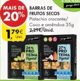 Pingo Doce Barras de Frutos Secos 35g promoção