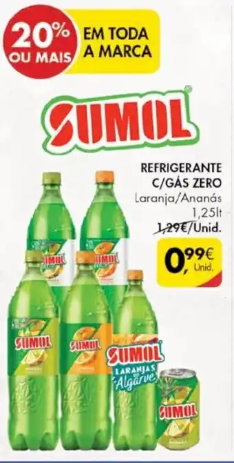 Pingo Doce Sumol Refrigerante C/Gás Zero 1,25lt promoção